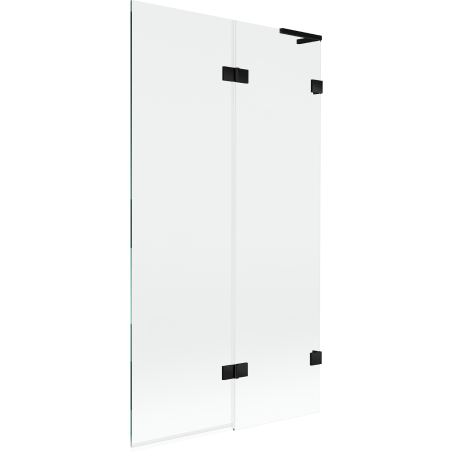 Mexen Lunar L vonios sienelė, 2 sparnų, dešinė 100 x 150 cm, skaidri, juoda - 897L-100-100-70-00-P