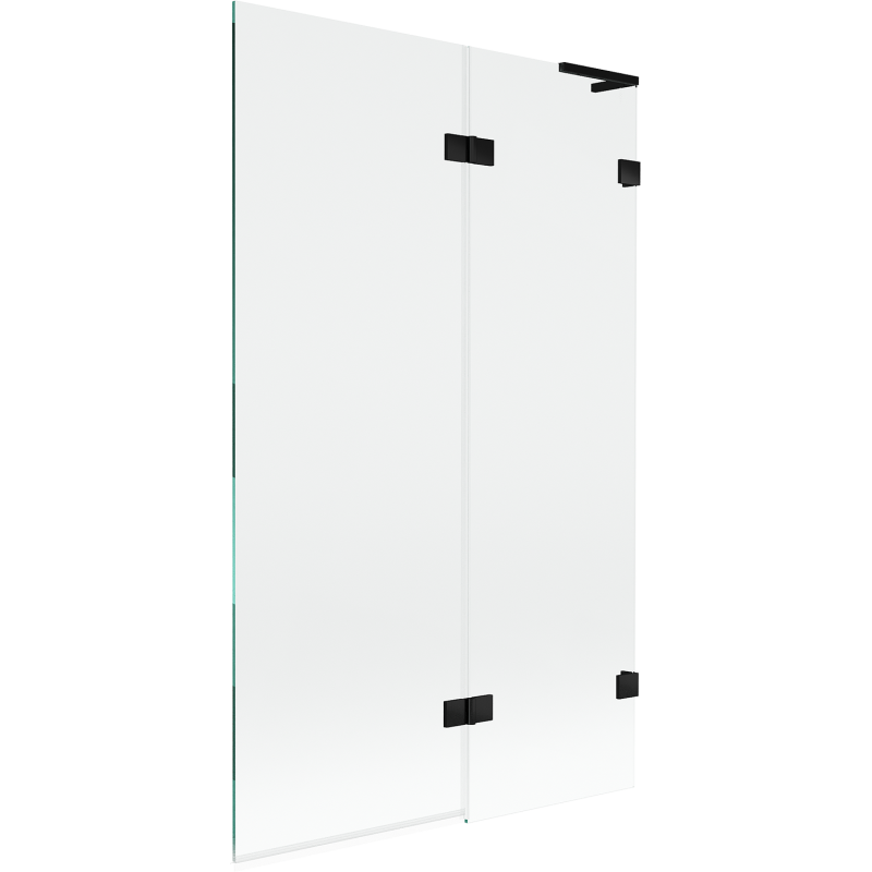 Mexen Lunar L sulankstoma vonios panelė, 2-durų, dešinė 110 x 150 cm, skaidri, juoda - 897L-110-100-70-00-P