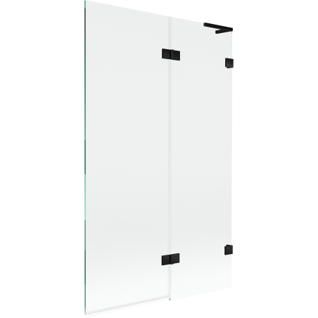 Mexen Lunar L sulankstoma vonios panelė, 2-durų, dešinė 110 x 150 cm, skaidri, juoda - 897L-110-100-70-00-P