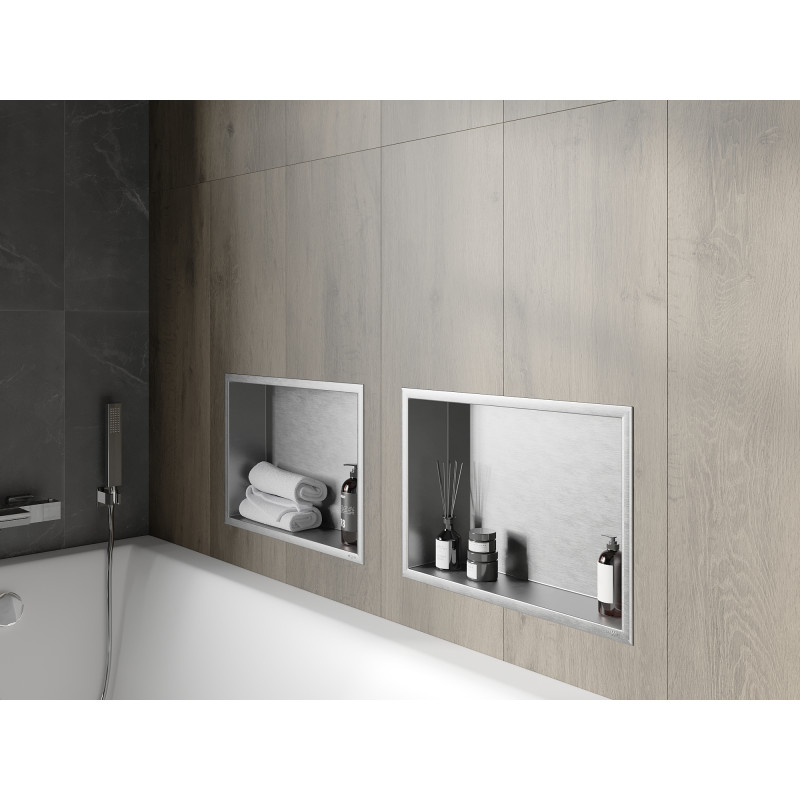 Mexen X-Wall-R nišinė lentyna su apvadu 45 x 30 cm, inox - 1910453010