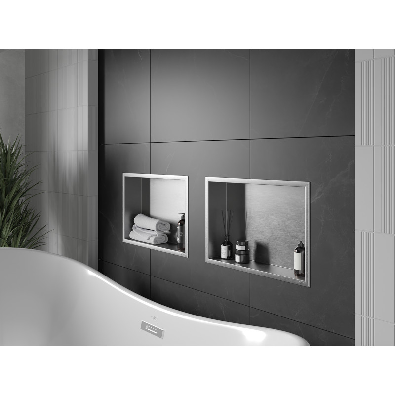 Mexen X-Wall-R nišinė lentyna su apvadu 45 x 30 cm, inox - 1910453010
