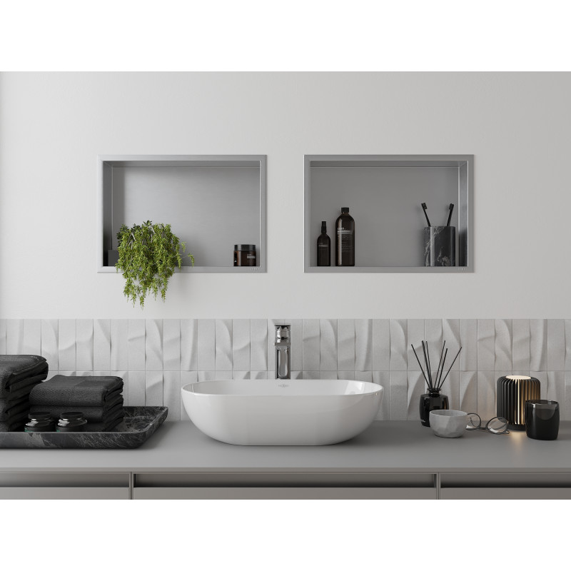 Mexen X-Wall-R nišinė lentyna su apvadu 45 x 30 cm, inox - 1910453010