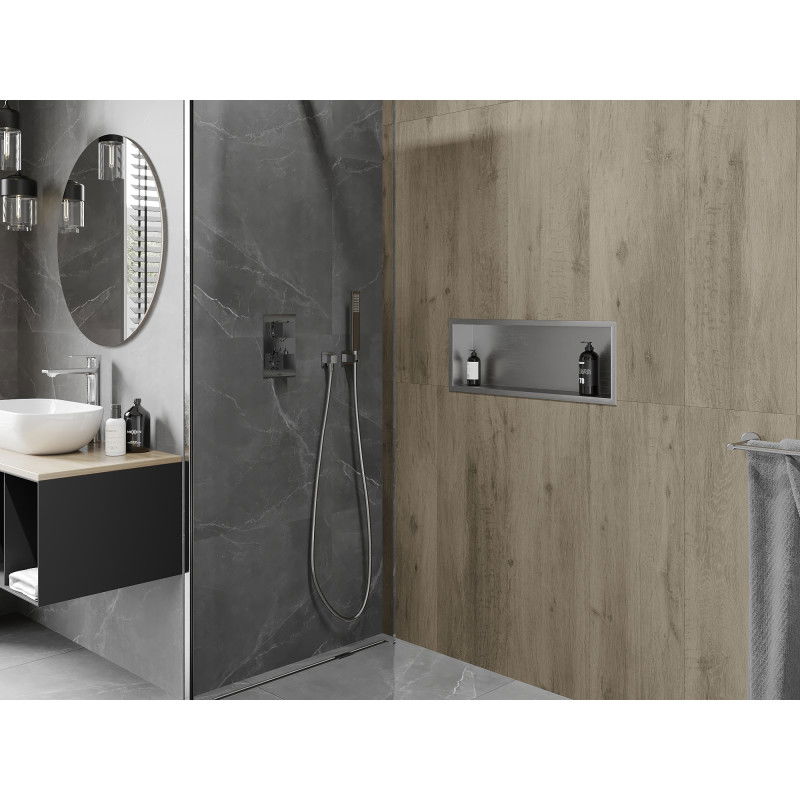 Mexen X-Wall-R įterptinė lentyna su apvadu 60 x 20 cm, inox - 1910602010