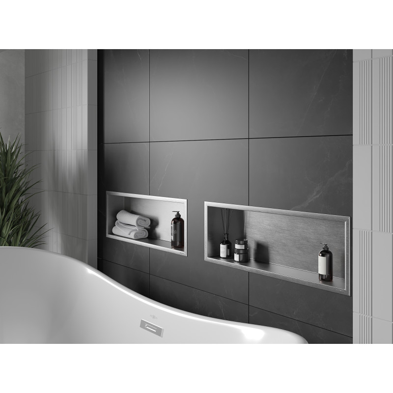 Mexen X-Wall-R nišinė lentyna su apvadu 60 x 20 cm, nerūdijantis plienas - 1910602010