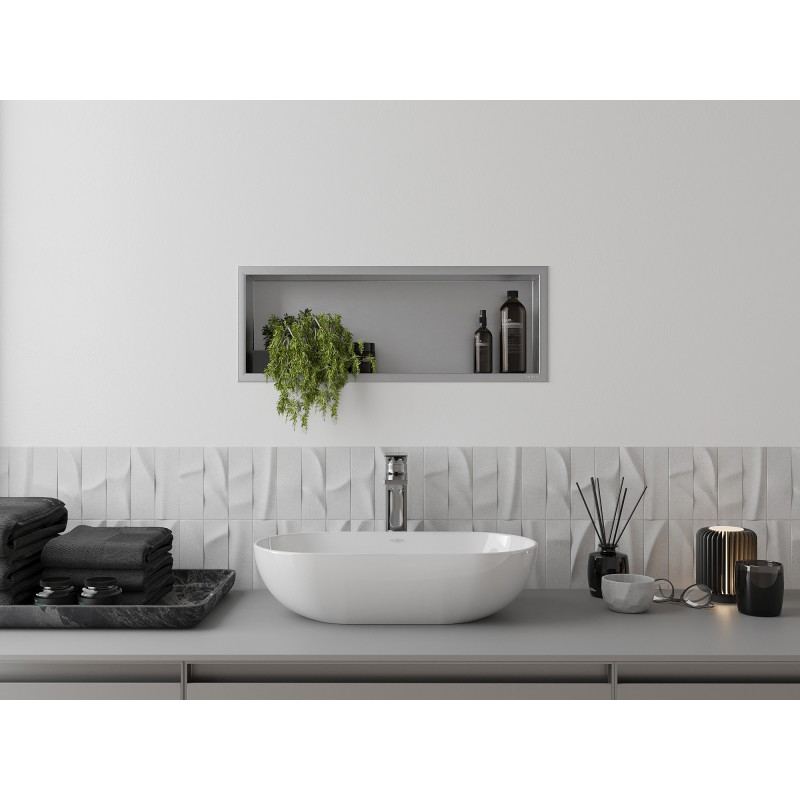 Mexen X-Wall-R nišinė lentyna su apvadu 60 x 20 cm, inox - 1910602010