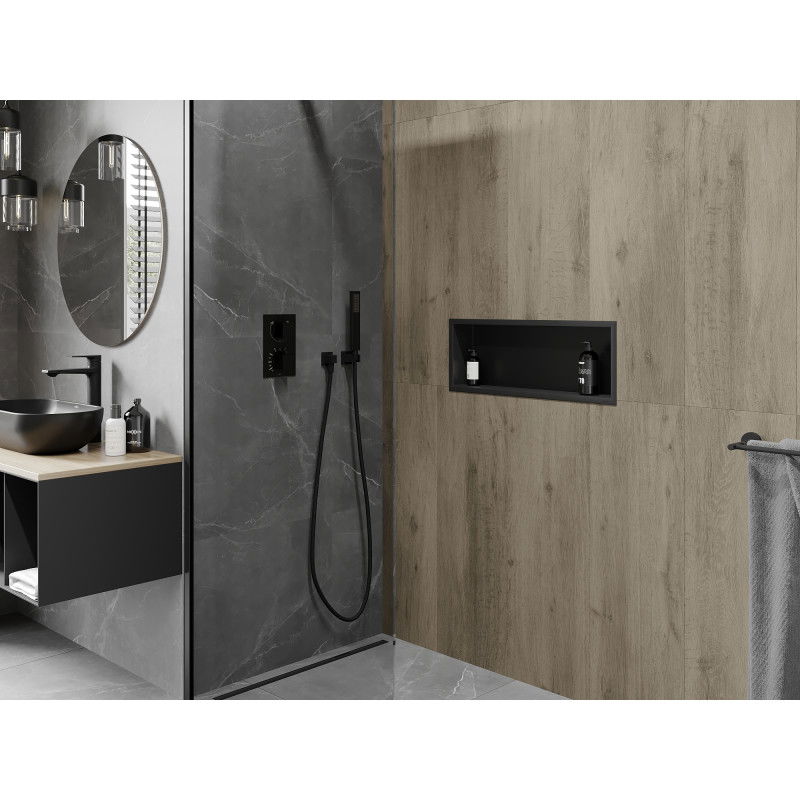 Mexen X-Wall-R įleidžiama lentynėlė su apykakle 60 x 20 cm, juoda - 1970602010