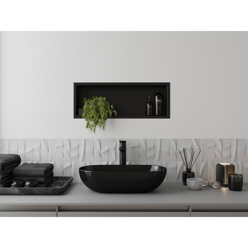 Mexen X-Wall-R įleidžiama lentynėlė su apykakle 60 x 20 cm, juoda - 1970602010