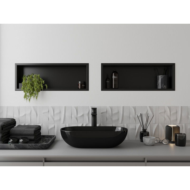 Mexen X-Wall-R įleidžiama lentynėlė su apykakle 60 x 20 cm, juoda - 1970602010