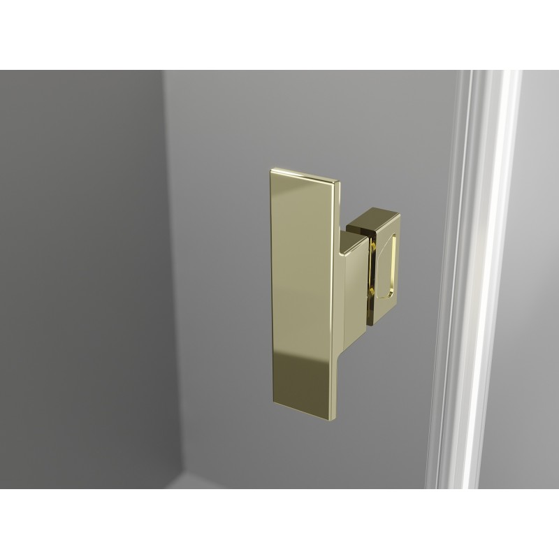 Mexen Mist-H Dviguba dešinė dušo kabina 75 x 90 cm, skaidri, auksinė - 8A5-075L-090P-50-00