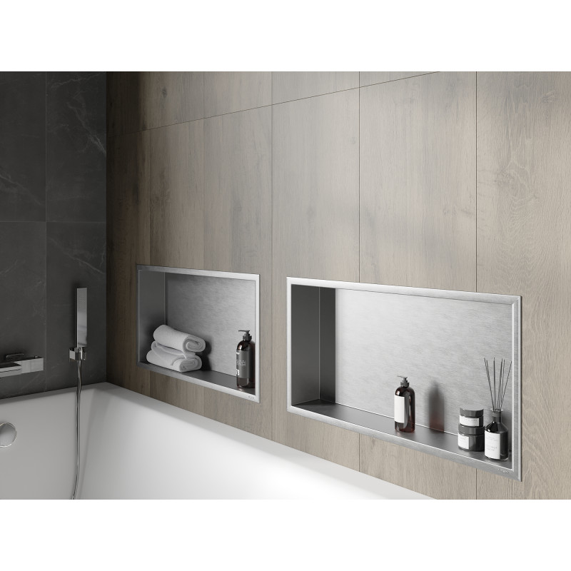 Mexen X-Wall-R nišinė lentyna su apvadu 60 x 30 cm, inox - 1910603010