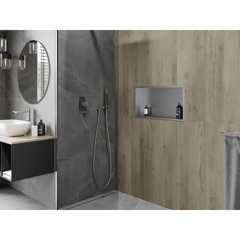Mexen X-Wall-R nišinė lentyna su apvadu 60 x 30 cm, inox - 1910603010