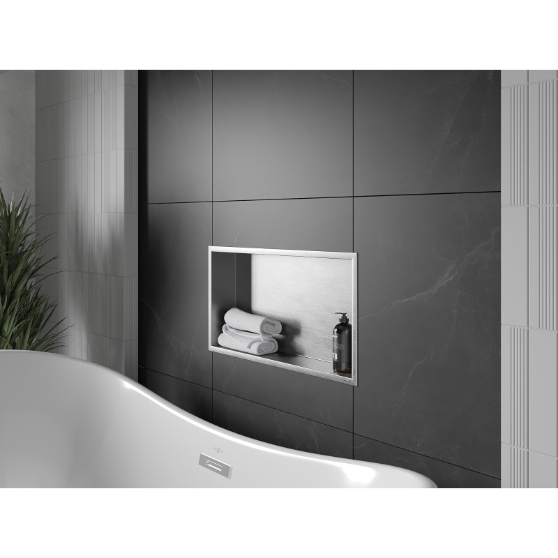 Mexen X-Wall-R nišinė lentyna su apvadu 60 x 30 cm, inox - 1910603010