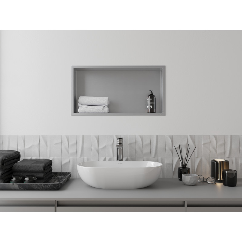 Mexen X-Wall-R nišinė lentyna su apvadu 60 x 30 cm, inox - 1910603010