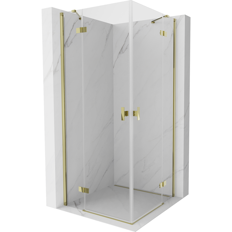 Mexen Mist-H Dviguba atveriama dušo kabina 100 x 100 cm, skaidri, auksinė - 8A5-100L-100P-50-00