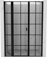 Mexen Mist kairiosios pusės dušo durys 135 cm, juodas tinklelis, juoda - 8A4-135-001-70-77-L