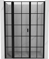 Mexen Mist L kairės pusės dušo durelės atsiveriančios 155 cm, juodas tinklelis, juodos - 8A4L-155-001-70-77-L