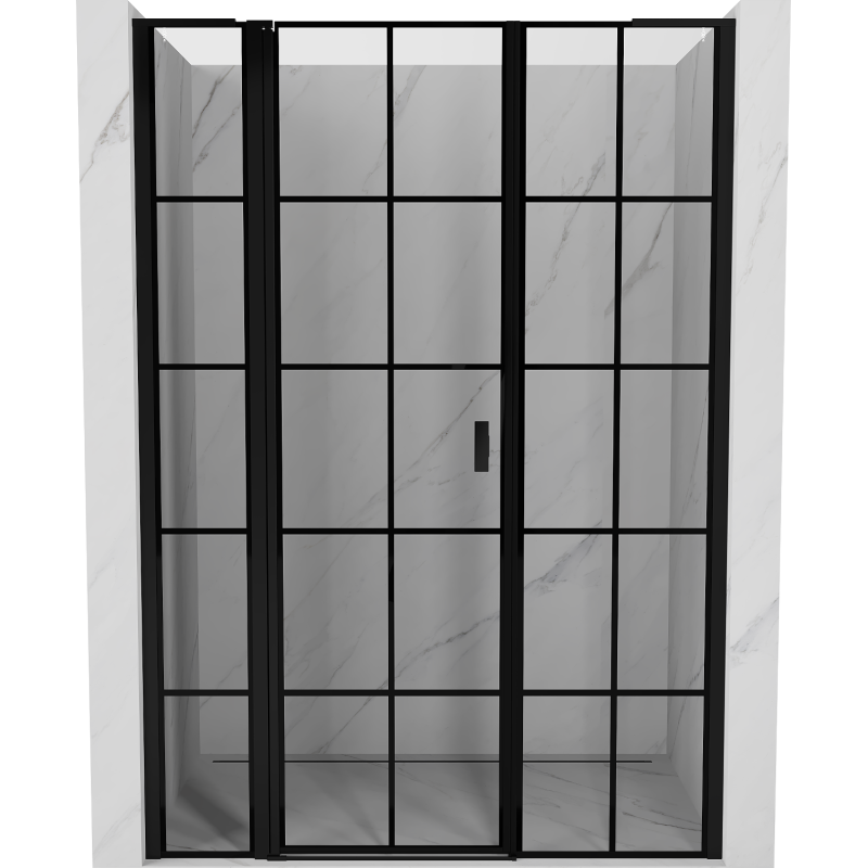 Mexen Mist L stumdomos dušo durys, kairėn 160 cm, juodas tinklelis, juoda - 8A4L-160-001-70-77-L