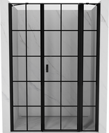 Mexen Mist dešinės atveriamos dušo durys 150 cm, juodas tinklelis, juodos - 8A4-150-001-70-77-P