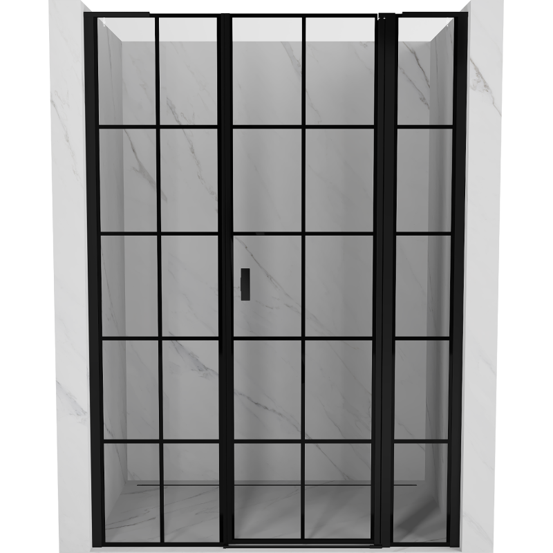 Mexen Mist L dešinės pusės dušo durys 135 cm, juodas tinklelis, juodos - 8A4L-135-001-70-77-P