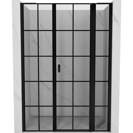 Mexen Mist L dešinės pusės atveriamos dušo durys 160 cm, juoda tinklelis, juoda - 8A4L-160-001-70-77-P