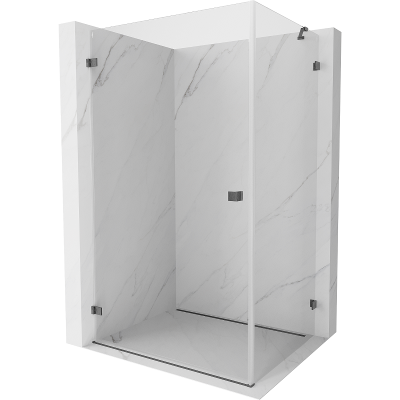 Mexen Lunar-B varstoma kairinė dušo kabina 100 x 90 cm, permatoma, šešėlio pilka šlifuota - 832-100-090-66-00-L