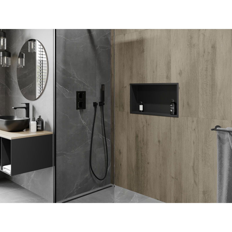 Mexen X-Wall-R įleidžiama lentyna su apvadu 60 x 30 cm, juoda - 1970603010