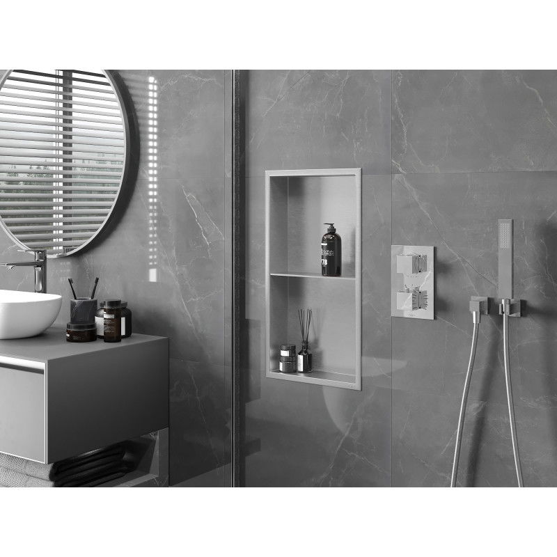 Mexen X-Wall-R įleidžiama lentyna su apvadu ir lentyna 60 x 30 cm, inox - 1910603010S