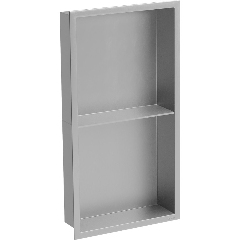 Mexen X-Wall-R nišinė lentyna su atbraila ir lentyna 60 x 30 cm, inox - 1910603010S