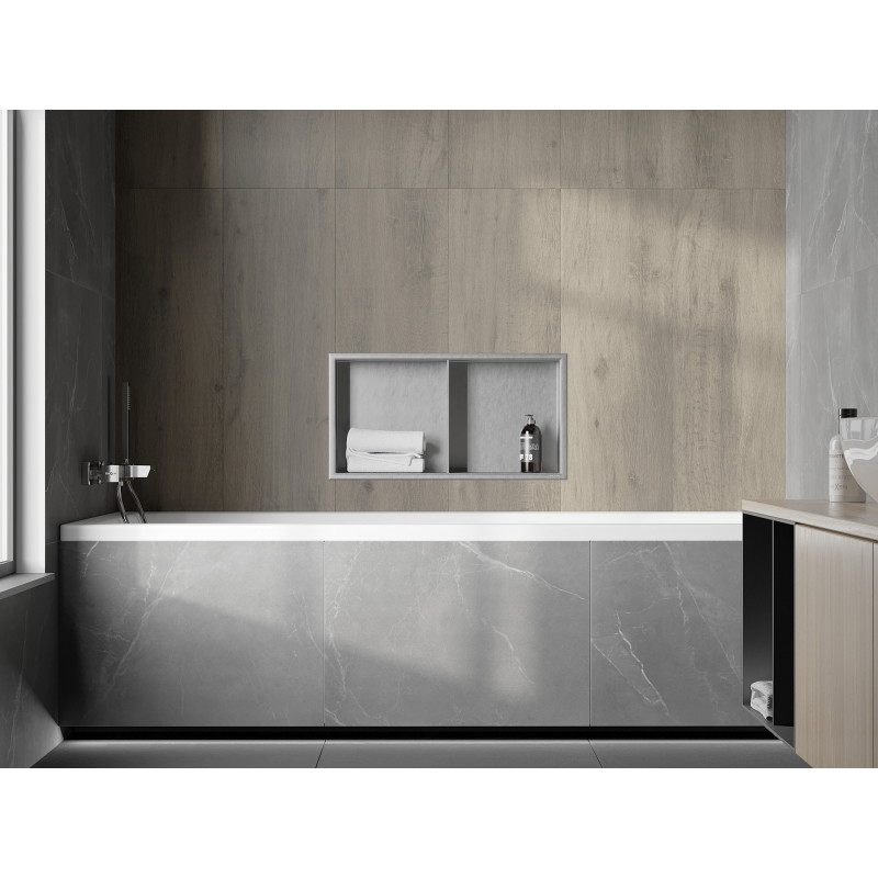 Mexen X-Wall-R nišinė lentyna su atbraila ir lentyna 60 x 30 cm, inox - 1910603010S