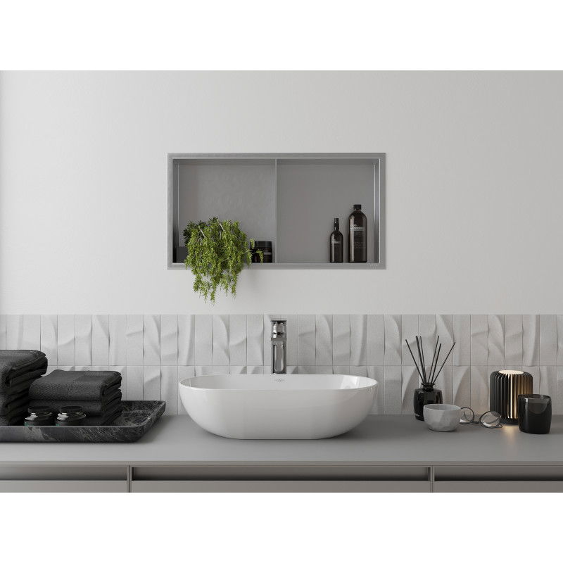 Mexen X-Wall-R įleidžiama lentyna su apvadu ir lentyna 60 x 30 cm, inox - 1910603010S