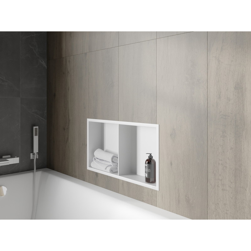 Mexen X-Wall-R nišinė lentyna su apvadu ir lentyna 60 x 30 cm, balta - 1920603010S