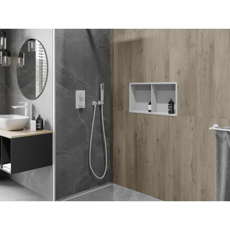Mexen X-Wall-R Nišinis lentyna su apvadu ir lentyna 60 x 30 cm, balta - 1920603010S