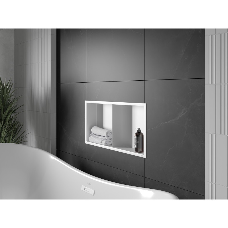 Mexen X-Wall-R nišinė lentyna su apvadu ir lentyna 60 x 30 cm, balta - 1920603010S