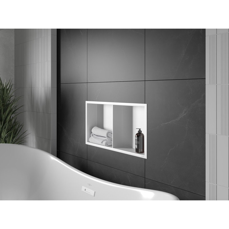 Mexen X-Wall-R Nišinis lentyna su apvadu ir lentyna 60 x 30 cm, balta - 1920603010S