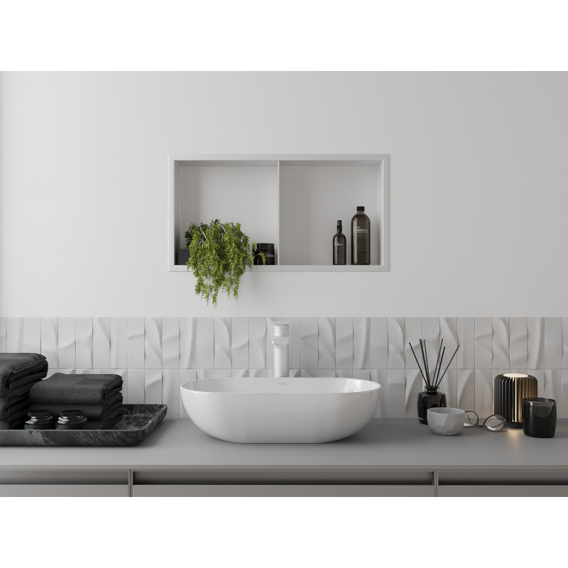 Mexen X-Wall-R Nišinis lentyna su apvadu ir lentyna 60 x 30 cm, balta - 1920603010S