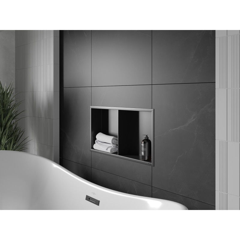 Mexen X-Wall-R nišos lentyna su apvadu ir lentynėle 60 x 30 cm, juoda - 1970603010S