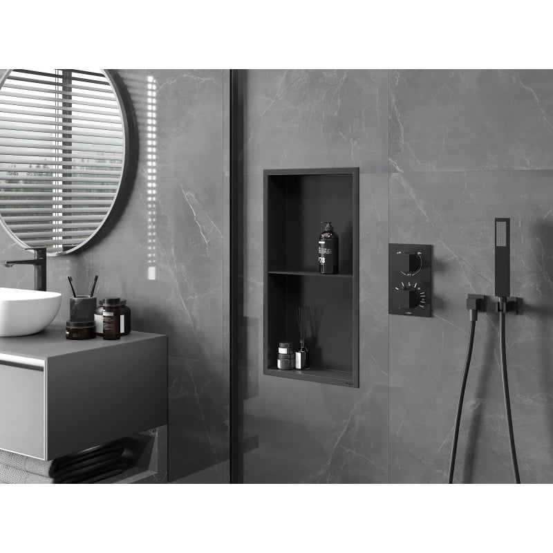 Mexen X-Wall-R nišos lentyna su apvadu ir lentynėle 60 x 30 cm, juoda - 1970603010S