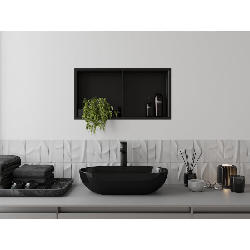 Mexen X-Wall-R nišos lentyna su apvadu ir lentynėle 60 x 30 cm, juoda - 1970603010S