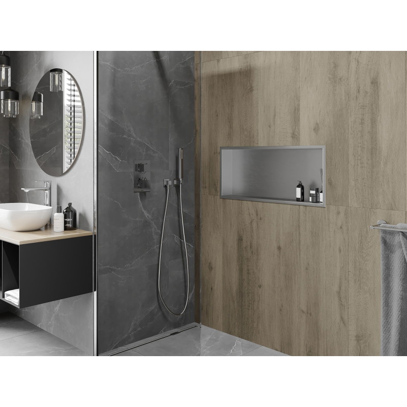 Mexen X-Wall-R su niša turinti lentyna su apvadais 75 x 30 cm, inox - 1910753010