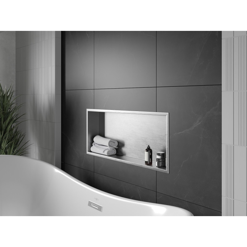 Mexen X-Wall-R su niša turinti lentyna su apvadais 75 x 30 cm, inox - 1910753010