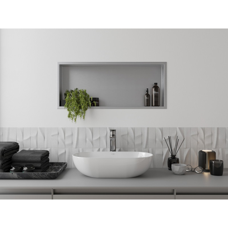 Mexen X-Wall-R su niša turinti lentyna su apvadais 75 x 30 cm, inox - 1910753010