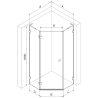 Mexen Lunar L penkiakampė dušo kabina su varstomomis kairinėmis durimis 90 x 90 cm, permatoma, chromas - 831L-090L-090P-01-00-L