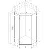 Mexen Lunar L penkiakampė dušo kabina su atveriamomis kairėmis durimis 100 x 80 cm, skaidrus, chromas - 831L-100L-080P-01-00-L