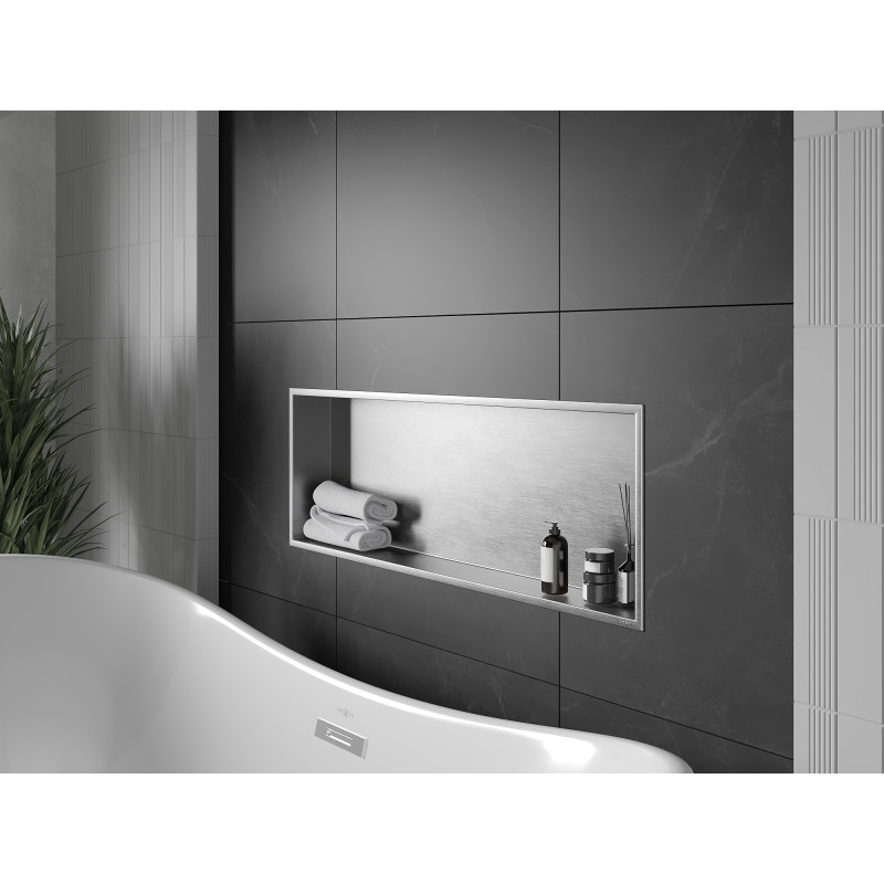Mexen X-Wall-R nišos lentyna su apykakle 90 x 30 cm, inox - 1910903010