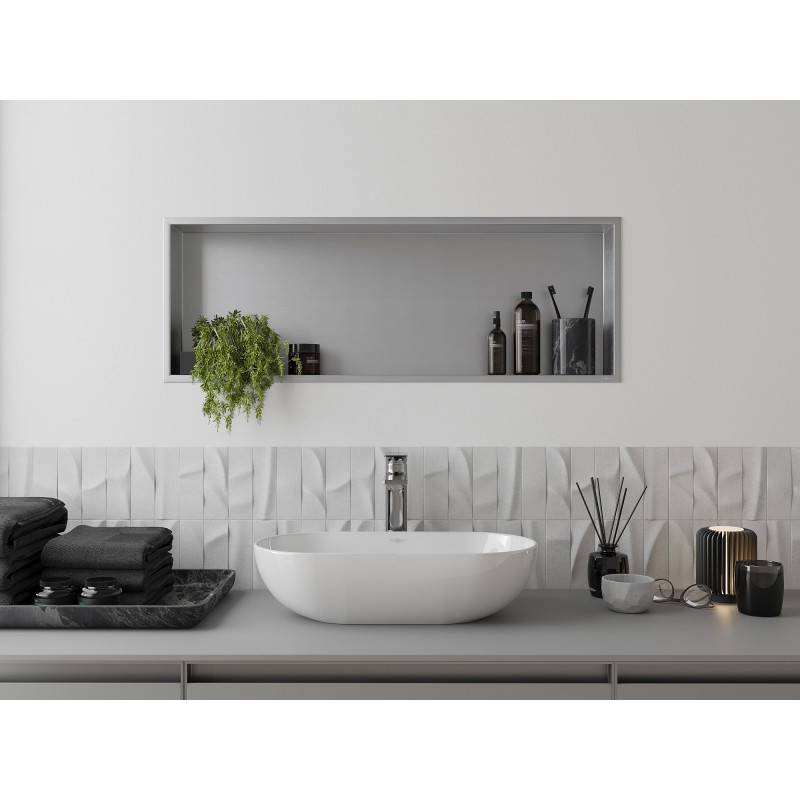 Mexen X-Wall-R nišos lentyna su apvadu 90 x 30 cm, inox - 1910903010