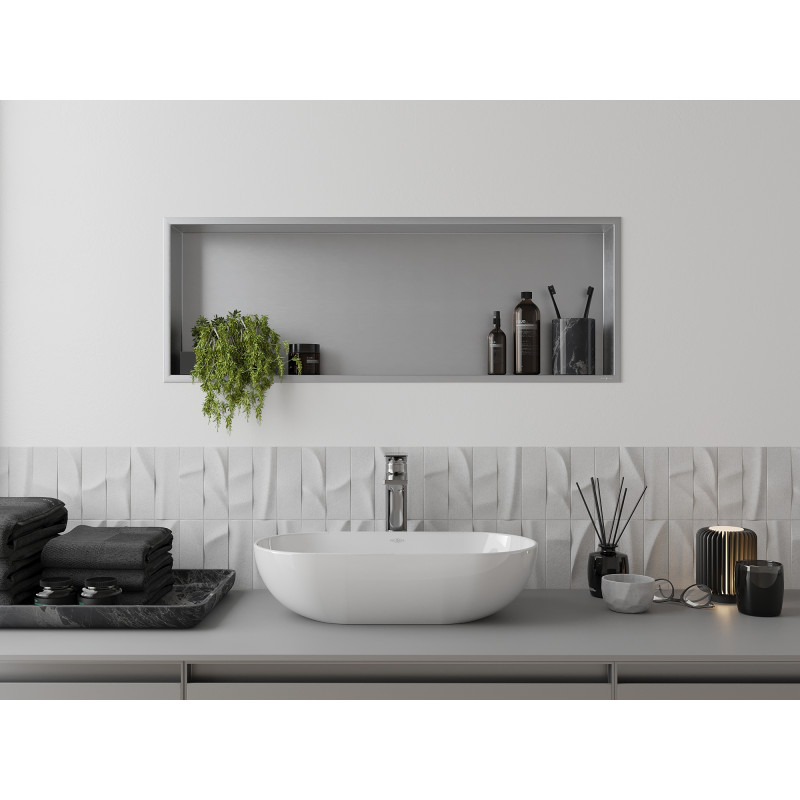 Mexen X-Wall-R nišos lentyna su apykakle 90 x 30 cm, inox - 1910903010