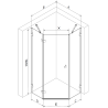 Mexen Lunar penkiakampis kairinis dušo kabinas 80 x 90 cm, skaidrus, Gun Metal - 831-080L-090P-95-00-L