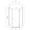 Mexen Lunar L penkiakampė dušo kabina atveriama dešinė 80 x 80 cm, skaidri, chromas - 831L-080P-080L-01-00-P