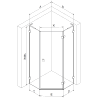 Mexen Lunar L penkiakampė dešinioji dušo kabina 90 x 90 cm, skaidri, rožinis auksas - 831L-090P-090L-60-00-P