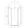 Mexen Lunar penkiakampė dušo kabina dešininė 100 x 90 cm, skaidri, ginklų metalo - 831-100P-090L-95-00-P